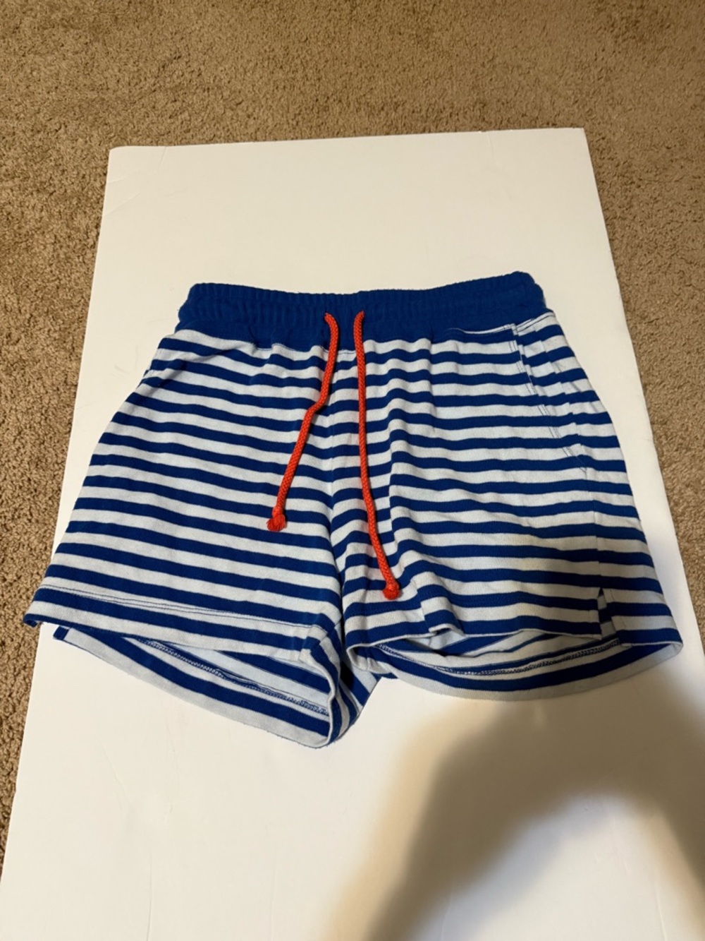 Sundry Blue & White Striped Athletic Shorts with Red Drawstring